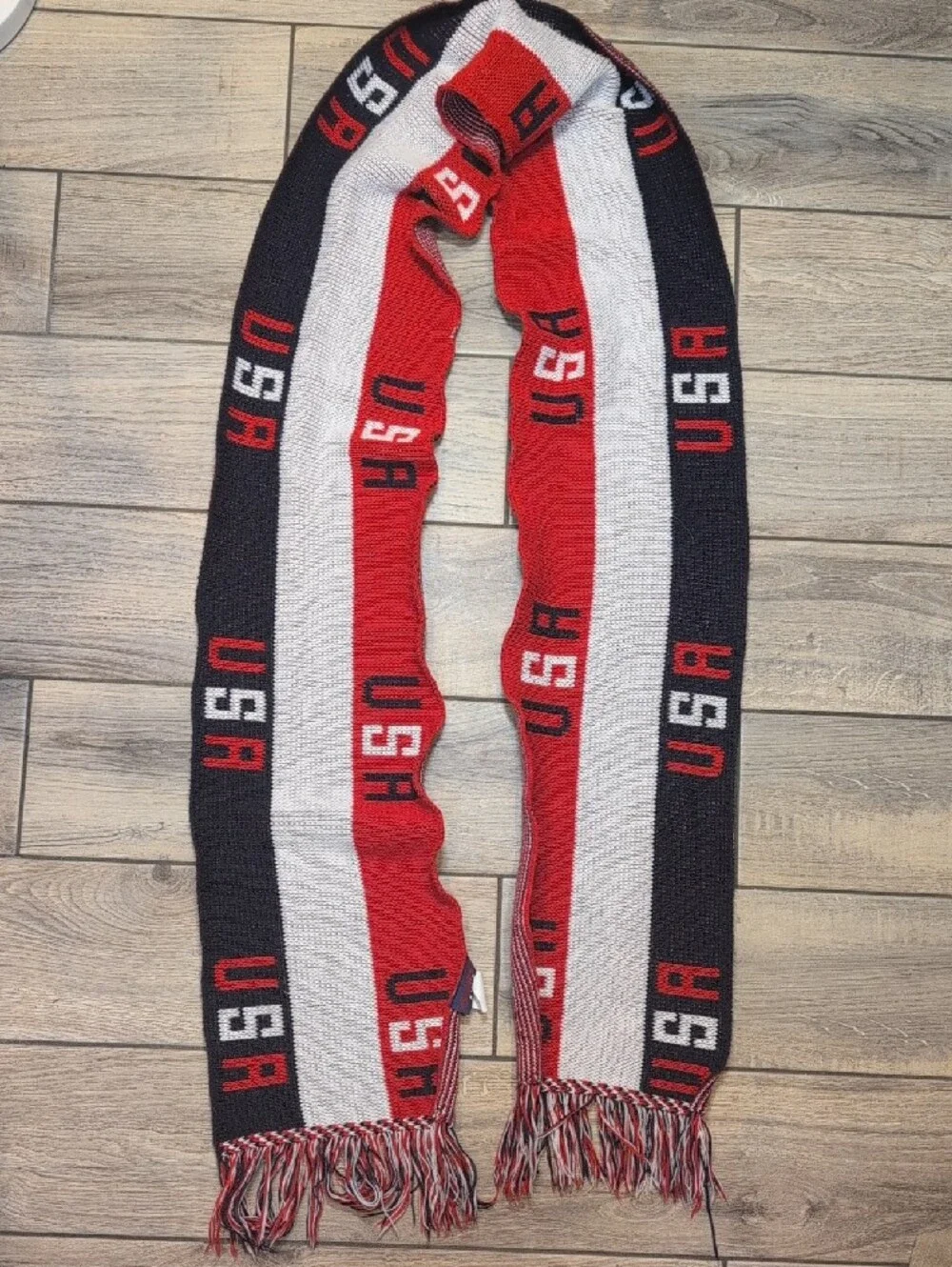 Vintage Team USA Americana Patriotic Knit Scarf 4th Of July Winter Wear